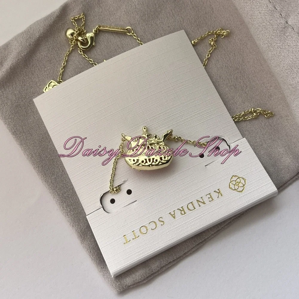 ✨New Kendra Scott Disney Elisa Princess Gold Pendant Necklace Pink Iridescent✨